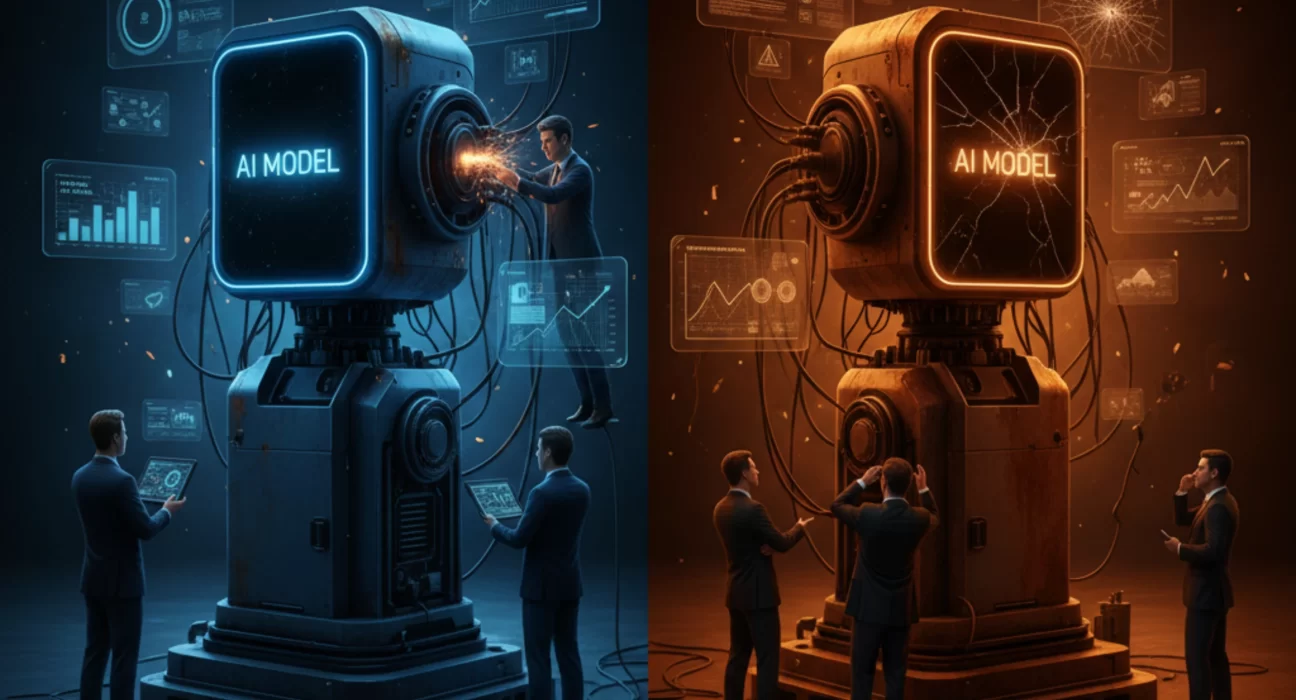 custom AI model training process showing continuous learning and performance improvement