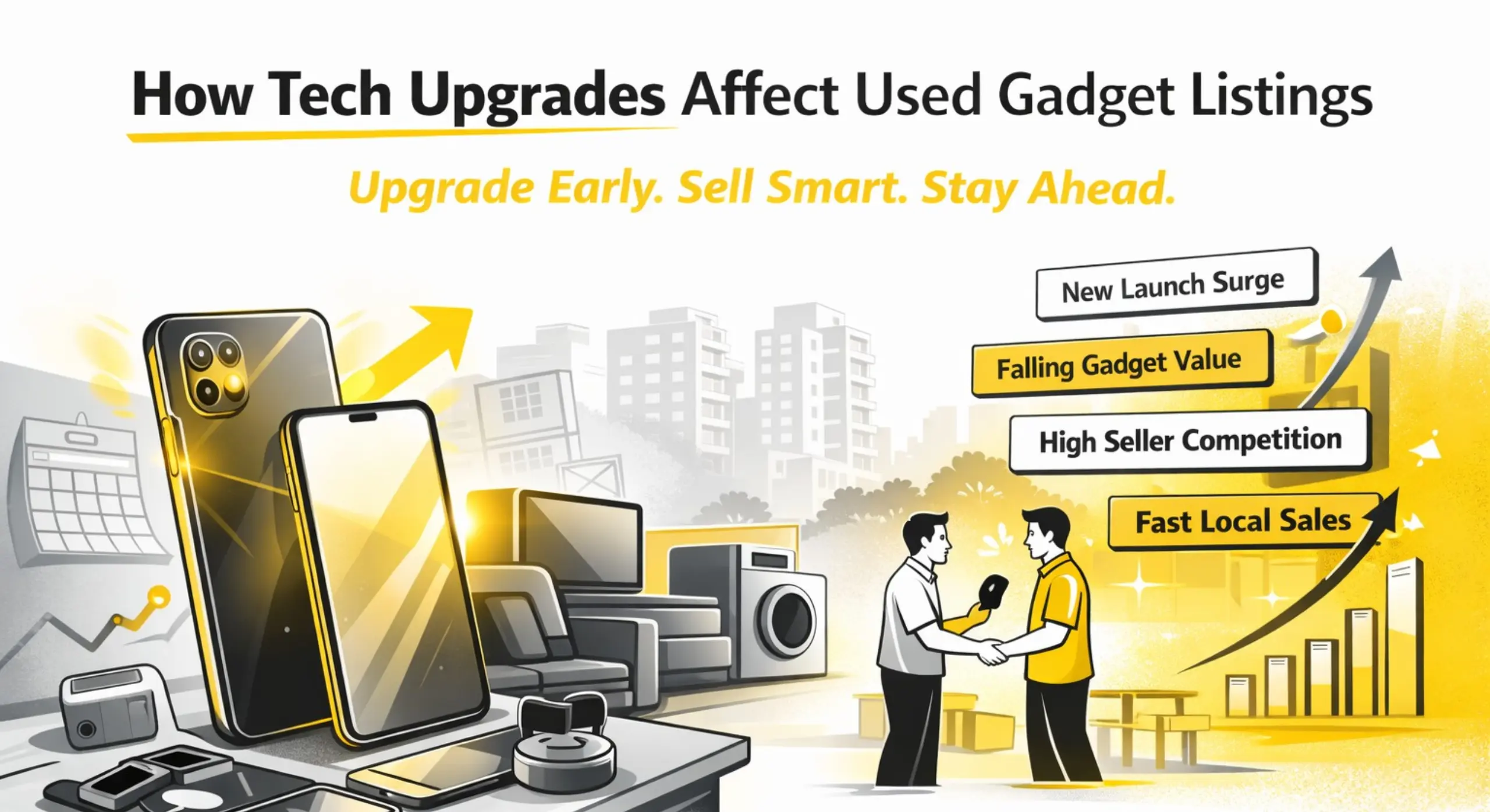 Used smartphone and laptop being sold locally after a tech upgrade in Hyderabad
