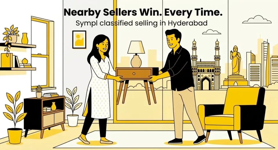 A person listing second-hand furniture to buy and sell locally in Hyderabad using a simple classified platform