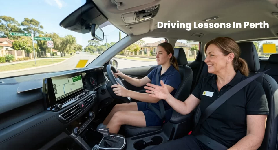 Professional driving lessons in Perth with instructor guiding learner driver