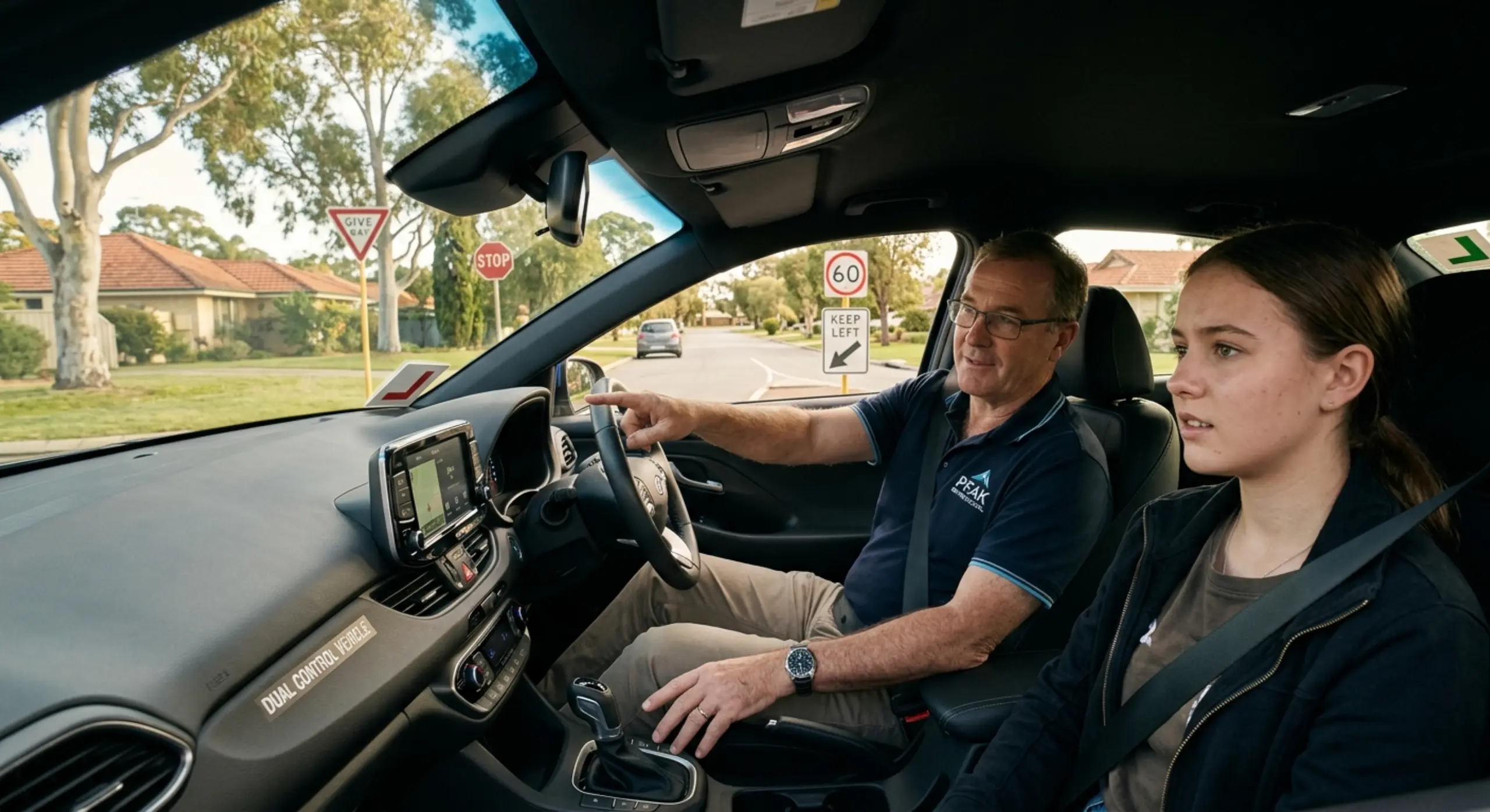 Expert Driving Lessons in Perth with a professional instructor guiding a learner driver