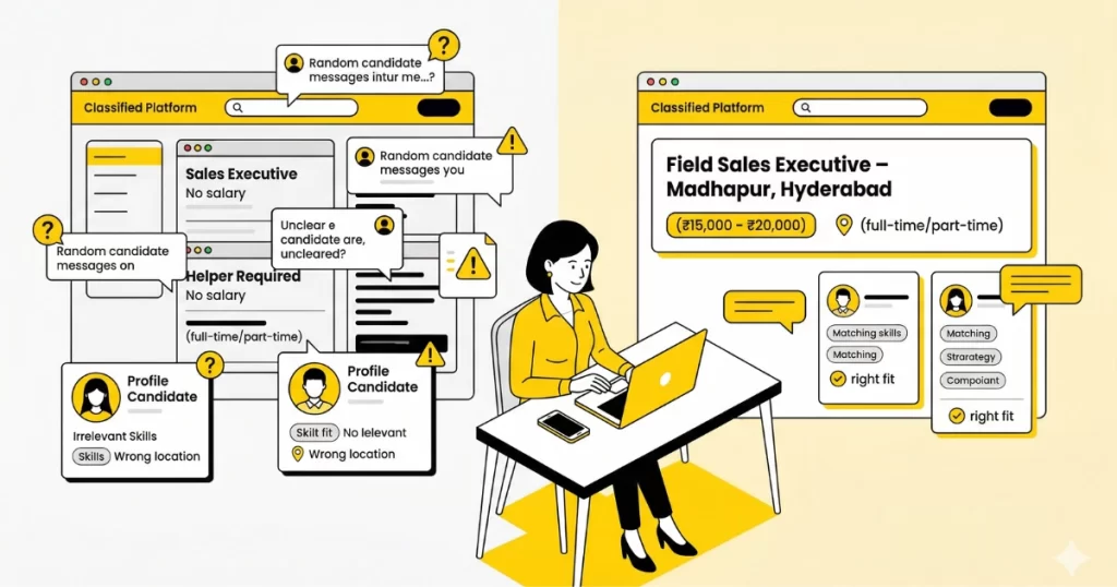 how to post a job ad that attracts the right candidates in india showing employer reviewing relevant applications