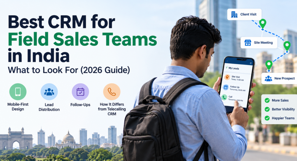 Best CRM for field sales teams in India with mobile CRM, lead distribution, follow-ups, and sales visit tracking