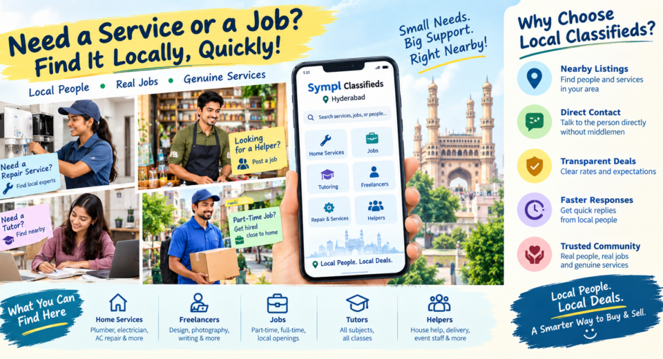 Hyderabad local services classifieds for finding freelancers and nearby service providers
