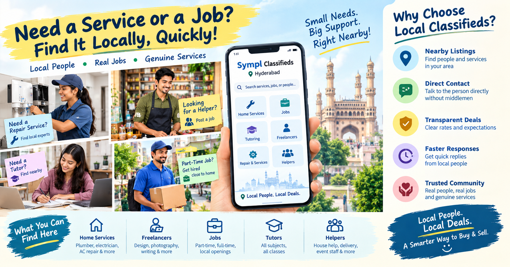 Hyderabad local services classifieds for finding freelancers and nearby service providers